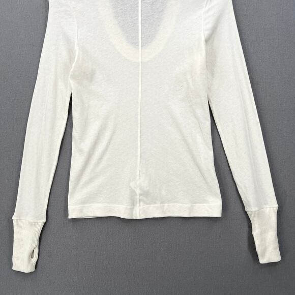 ENZA COSTA Cashmere Easy Cuffed U Neck Long Sleeve Top Womens Small Cream NEW - Picture 9 of 16